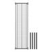 A black wire rack with rectangular metal bars and four black metal rods.