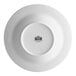 A plain white porcelain soup bowl viewed from the bottom.