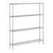 A wireframe of a Regency metal wire shelving unit with four shelves.