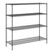 A black wire Regency shelving unit with four shelves.