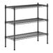 A black metal Regency wire shelving kit with three shelves.