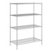 A Regency chrome wire shelving unit with four shelves.