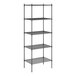 A Regency black wire shelving unit with five shelves.