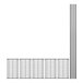 A row of metal rods with wire meshes on top of each.