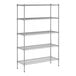 A Regency chrome wire shelving unit with four shelves.