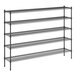 A black metal Regency wire shelving unit with four shelves.