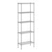 A wireframe of a Regency chrome wire shelf with four shelves.