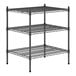 A black metal Regency wire shelf kit with three shelves.