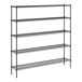 A black metal Regency wire shelving unit with five shelves.