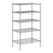 A wireframe of a Regency chrome wire shelving unit with four shelves.