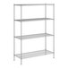 A Regency chrome wire shelving unit with four shelves.