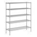 A wireframe of a Regency chrome wire shelving unit with four shelves.