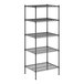 A Regency black wire shelving unit with five shelves.