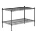 A black metal Regency wire shelving kit with two shelves.