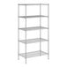 A wireframe of a Regency chrome wire shelving unit with four shelves.