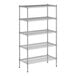 A wireframe of a Regency metal shelving unit with four shelves.