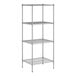 A wireframe of a Regency metal shelving unit with four shelves.