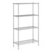 A white wireframe of a Regency metal wire shelving unit with three shelves.