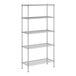 A wireframe of a Regency metal shelving unit with four shelves.