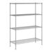 A wireframe of a Regency chrome wire shelving unit with three shelves.