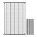 A black metal grid shelf with black metal rods.