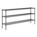 A black metal Regency wire shelving kit with three shelves.