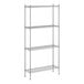 A wireframe of a Regency metal wire shelving unit with four shelves.