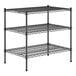 A Regency black metal 3-shelf kit for wire shelving.