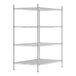 A Regency chrome wire shelving unit with four shelves.