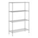 A wireframe of a Regency chrome wire shelf kit with three shelves.