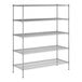 A wireframe of a Regency metal shelving unit with four shelves.