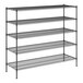 A Regency black wire shelving unit with five shelves.