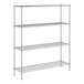 A wireframe of a Regency metal wire shelving unit with four shelves.