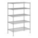A wireframe of a Regency metal shelving unit with four shelves.
