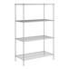 A wireframe of a Regency NSF Chrome Wire shelf kit with 4 shelves.