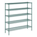 A Regency green metal wire shelving kit with five shelves.
