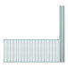A set of four green epoxy metal shelves with metal rods.