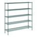 A Regency green metal 5-shelf wire shelving kit.