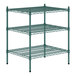 A green Regency wire shelving kit with three shelves.