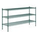 A Regency green wire shelving kit with three shelves.