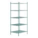 A Regency green wire shelving unit with five shelves.