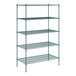 A Regency green wire shelving unit with five shelves.