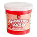 A plastic container of Bossen Pure25 Pomegranate Bursting Boba in red liquid.