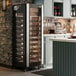 A single section glass-sided wine merchandiser with multiple shelves for storing wine bottles.