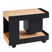 An Astella black and wood outdoor mobile bar with a shelf.