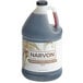 A plastic jug of Narvon iced tea concentrate with a white label and a red cap.