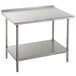 A 16 gauge stainless steel Advance Tabco work table with a galvanized undershelf.