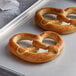 a close up of a pretzel
