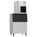 A white and black Hoshizaki water cooled ice machine on a counter.