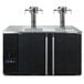 A black Micro Matic wine dispenser with two stainless steel beer taps on a counter.